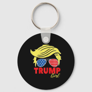 Trump Girl Messy Bun Trump 2024 Election American  Keychain