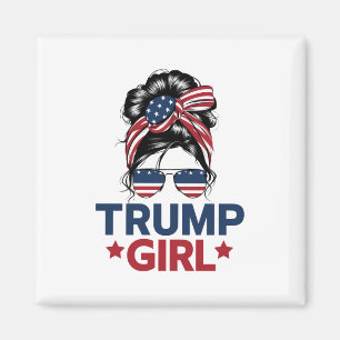 Trump Girl Messy Bun Trump 2024 Election American  Magnet