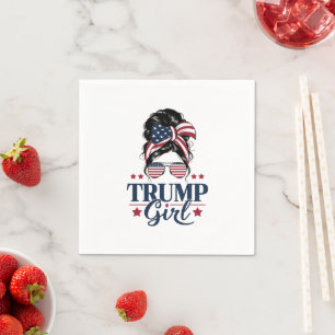 Trump Girl Messy Bun Trump 2024 Election American Napkin