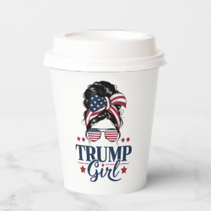 Trump Girl Messy Bun Trump 2024 Election American Paper Cups
