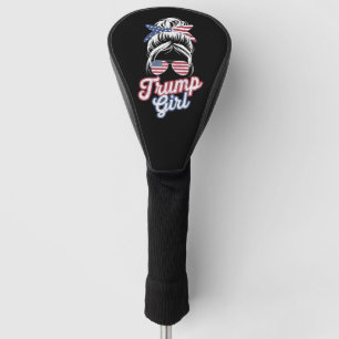 Trump Girl Messy Bun Vintage USA American Flag Golf Head Cover