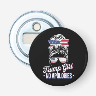 Trump Girl No Apologies Messy Bun Retro Vintage Bottle Opener