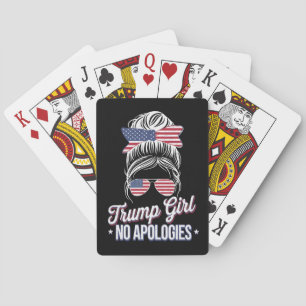 Trump Girl No Apologies Messy Bun Retro Vintage Playing Cards