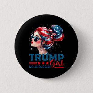 Trump Girl No Apologies Messy Bun Sungles Trump Us 2 Inch Round Button