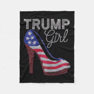 Trump Girl Stilettos High Heel American Flag Bling Fleece Blanket