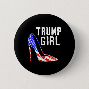 Trump Girl Trump 2025 Election American Flag  2 Inch Round Button