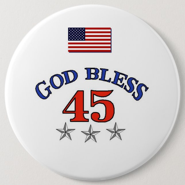 Trump God Bless 45 6 Inch Round Button (Front)