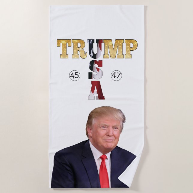 Trump Gold 💖 Presidential 💕 USA 45 47 Beach Towel (Front)