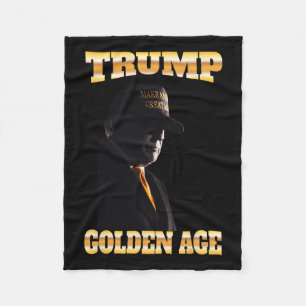 Trump Golden Age Silhouette 45 47 Golden Tie  Fleece Blanket