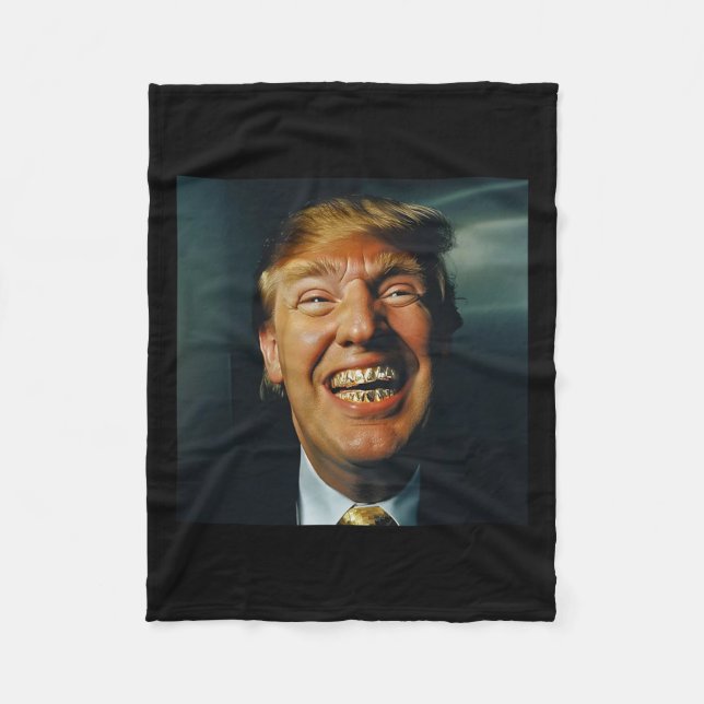 Trump Grillz  Fleece Blanket (Front)