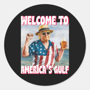 Trump Gulf Of Usa America Funny Gulf Of Mexico Usa Classic Round Sticker