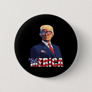 Trump Happy 4th Of July Trump American Flag 1  2 Inch Round Button