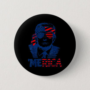 Trump Happy 4th Of July Trump American Flag 2 Inch Round Button