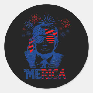Trump Happy 4th Of July Trump American Flag 5  Classic Round Sticker