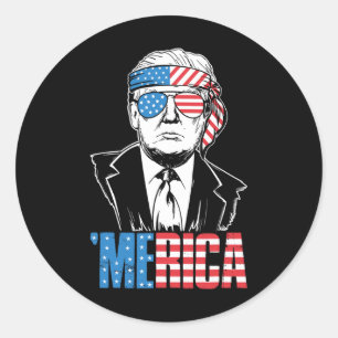 Trump Happy 4th Of July Trump American Flag Gifts Classic Round Sticker