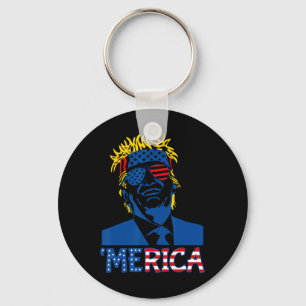Trump Happy 4th Of July Trump American Flag Gifts  Keychain