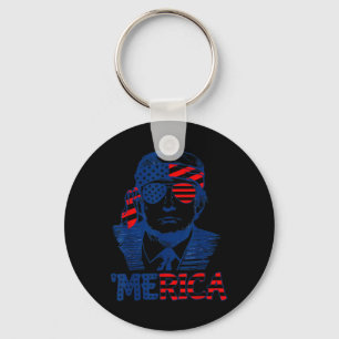 Trump Happy 4th Of July Trump American Flag Keychain