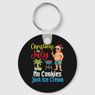 Trump Happy Christmas In July Day No Cookies Just Keychain