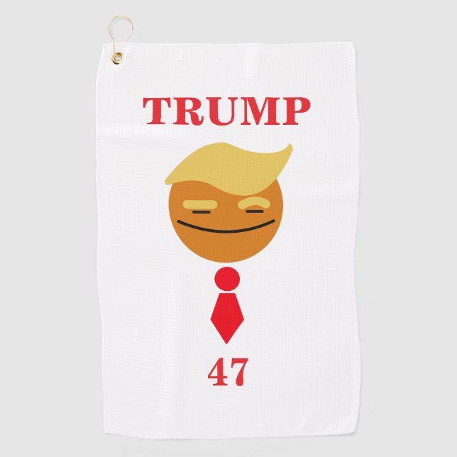Trump Happy Face with Tire, 47 Golf Towel (Front)