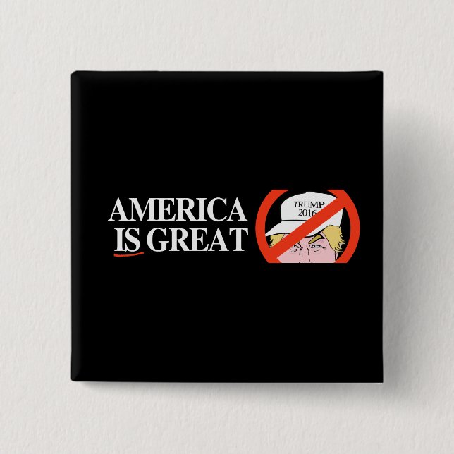 Trump Hat - America IS great - - .png 2 Inch Square Button (Front)