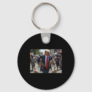 Trump Holding Duck And Cat Vote Trump Pets For Tru Keychain