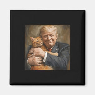Trump Hugging An Orange Cat 2024 Magnet