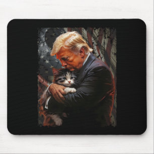 Trump Hugging An Orange Cat 2024 Make Cats Safe Ag Mouse Pad