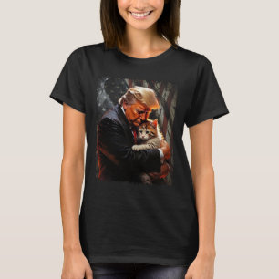 Trump Hugging An Orange Cat 2024 Make Cats Safe Ag T-Shirt