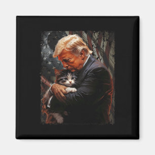 Trump Hugging An Orange Cat 2024 Make Cats Safe Magnet