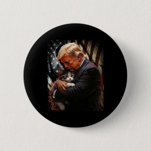 Trump Hugging An Orange Cat 2025 Make Cats Safe Ag 2 Inch Round Button
