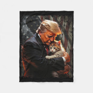 Trump Hugging An Orange Cat 2025 Make Cats Safe Ag Fleece Blanket
