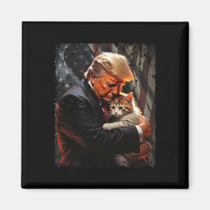 Trump Hugging An Orange Cat 2025 Make Cats Safe Ag Magnet