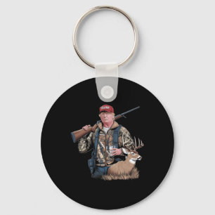 Trump Hunting Deer (front And Back) Make Hunting G Keychain