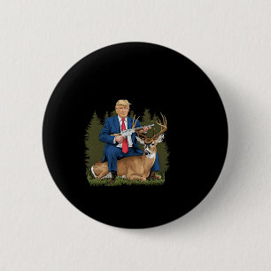Trump Hunting Deer Funny Beer Drinking Beer 2 Inch Round Button