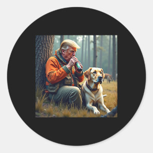 Trump Hunting Deer Funny Beer Drinking Hunting Classic Round Sticker