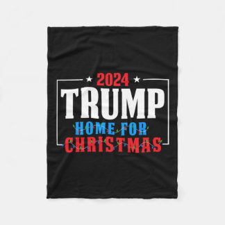 Trump I’ll Be Home For Christmas Lights Xmas Pajam Fleece Blanket