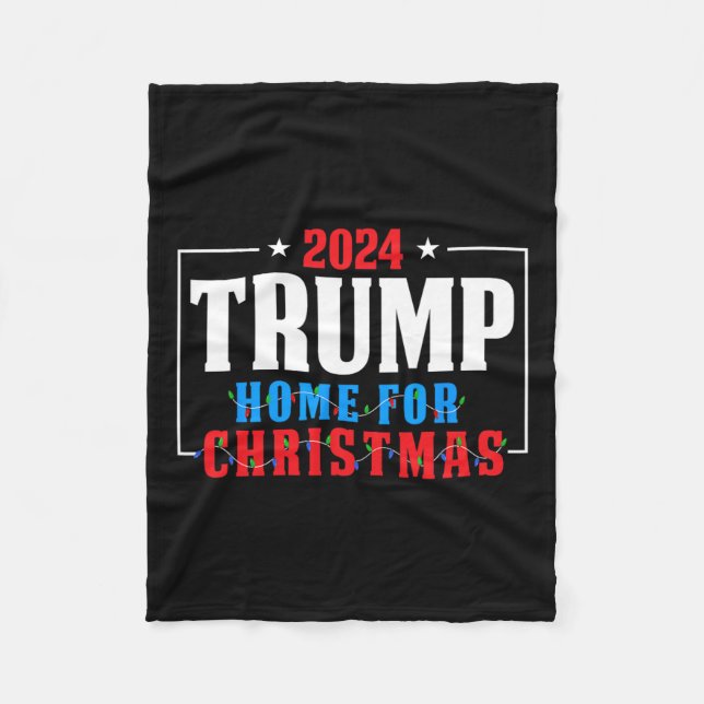 Trump I’ll Be Home For Christmas Lights Xmas Pajam Fleece Blanket (Front)