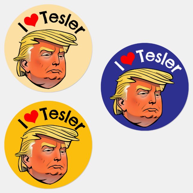 Trump "I love Tesler" Waterproof Stickers (Group)