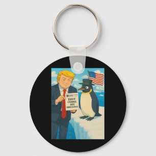 Trump Imposing Tariff On Penguin Anime Politics Me Keychain