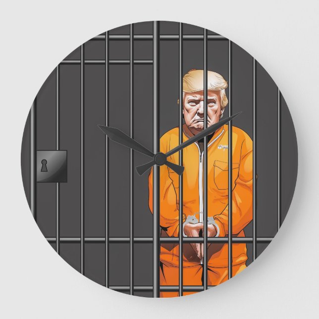 Trump in Jail Acrylic Wall Clock, Round (Large)  Large Clock (Front)