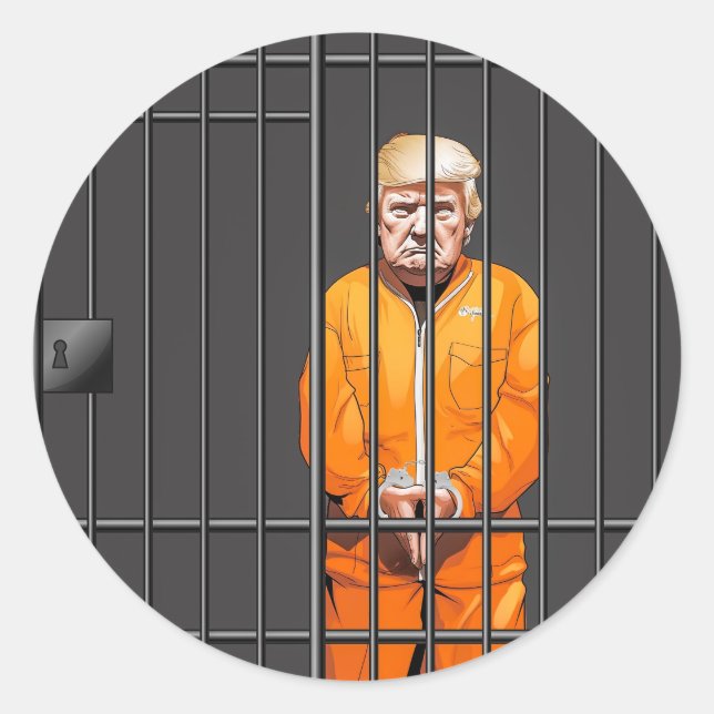 Trump in Jail Classic Round Sticker  (Front)