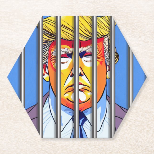 Trump in Jail  Custom Hexagon Coasters  (Front)