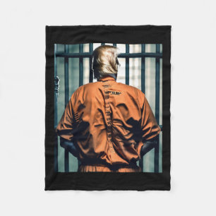 Trump In Jail Orange Jumpsuit Hand Cuffed Guilty  Fleece Blanket
