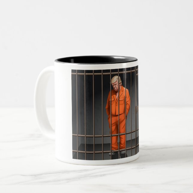 Trump in Jail Two-Tone Mug, 11 oz  Two-Tone Coffee Mug (Front Left)
