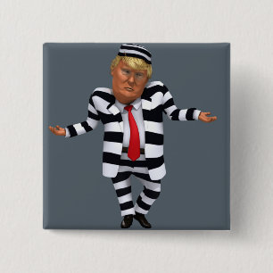 Trump in Prison Wear 2 Inch Square Button
