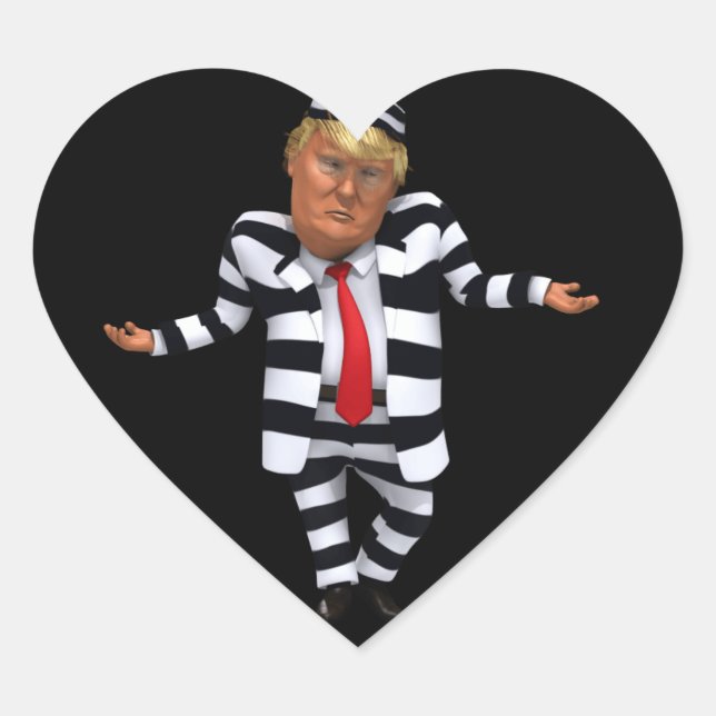 Trump in Prison Wear Heart Sticker (Front)