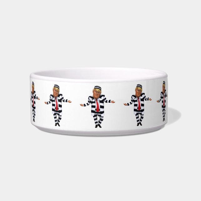 Trump in Prison Wear Pet Bowl (Front)