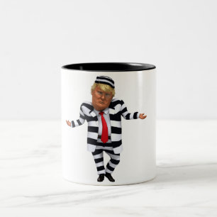 Trump in Prison Wear Two-Tone Coffee Mug