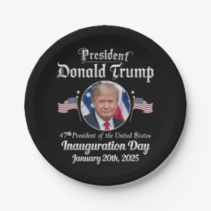 Trump Inauguration Day 2025 47th USA President Paper Plate