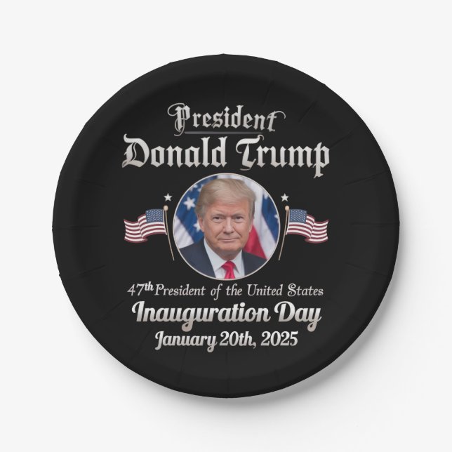 Trump Inauguration Day 2025 47th USA President Paper Plate (Front)